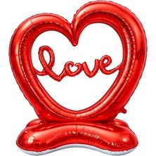 Parti Sürprizi Sevgililer Günü Love Kırmızı Kalp Ayaklı Folyo Balon 1 Adet