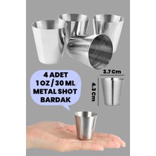 Özbience 4'lü Metal Shot Bardak Seti, 30ML, Paslanmaz Çelik, Kamp ve Ev Kullanımı