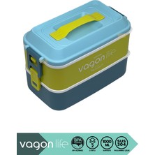 Özbience Iki Katlı 1000ML Paslanmaz Çelik Sefer Tası, 3 Bölmeli, Sağlıklı Yemek Kutusu