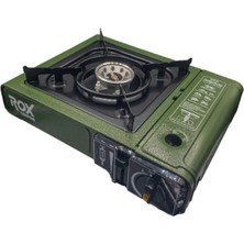 Özbience Portatif Kamp Ocağı, Rüzgarlı, Haki Yeşil, Ekstra Gaz Girişli