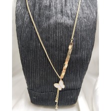 Mumicemum Kadın Kelebek Figürlü Çelik Kolye Altın Kaplamalı