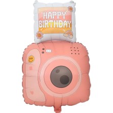 Parti Sürprizi Happy Birthday Pembe Fotoğraf Makinesi Şekilli Folyo Balon