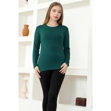 Getittir Rahat ve Şık Uzun Kollu Bisiklet Yaka Likralı Viskon Penye Body Zümrüt Yeşili ( Lisinya )