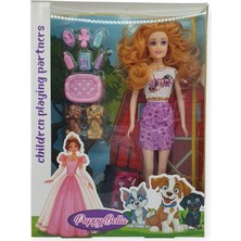 Getittir Puppy Bella 30 cm Bebek ve Köpek Bakım Seti - Lila Elbise (Lisinya)