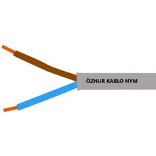Öznur Kablo 2x1,5 mm Nym (Antigron) Gri 1mt