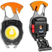 Getittir Çok Fonksiyonlu Mini LED Lamba Anahtarlık ve Çakmak USB Şarjlı Kamp Için Taşınabilir 7 Modlu ( Lisinya )