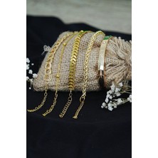 Getittir Kombin Bileklik Altın Kaplama Lüks Trend 5 Adet