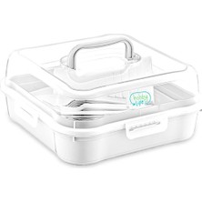 Özbience Yıkanabilir 32 Parça 6 Kişilik Piknik Seti, Beyaz/krem, Pratik ve Şık