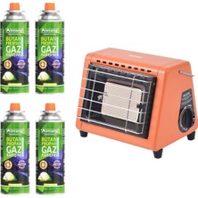 Özbience Portatif Turuncu Soba 4 Kartuşlu, Pratik ve Şık Isıtma Seti