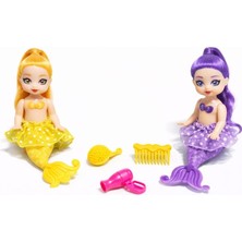 Getittir 2'li Deniz Kızı Bebek Seti - Hareketli Eklemler ve Aksesuarlı -Sarı & Mor (Lisinya)