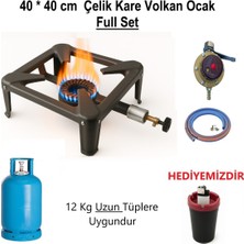 Özbience Orgaz Kare Volkan Ocak 40X40 Cm, Uzun Tüplü, 12 Kg, Güçlü ve Şık Tasarım