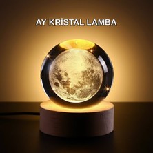Getittir Ay Temalı Kristal Küre Gece Lambası LED Aydınlatmalı Premium Dekor - Lisinya