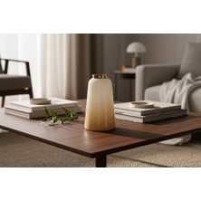 Bosso Model 2030 Beyaz Krem Dekoratif Cam Vazo 17X31 cm Modern Renkli Tasarım Salon Ofis Ev Dekoru Çiçekçilik Obje Sunumu