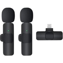 Getittir K9 Kablosuz Yaka Mikrofonu Lightning 2’li Mini Mikrofon Youtube Tik Tok 2 Adet - Lisinya