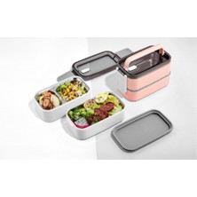 Özbience Çift Katlı Paslanmaz Çelik 3 Bölmeli Beslenme Kabı, Sağlıklı ve Şık Tasarım