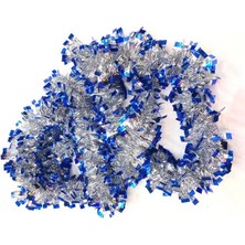 Getittir Mavi Gümüş Renk 4 cm Genişlik Garland Çift Renk Sim Süs 180 cm - Lisinya