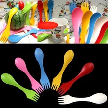 Özbience Yeşil Renk 4'lü Kamp ve Piknik Çok Amaçlı Spork Seti