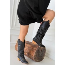 Wovna Jeoni Siyah Cilt Topuklu Çizme