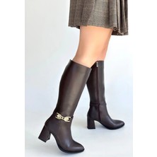 Wovna Mooni Kahverengi Cilt Topuklu Çizme