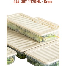 Özbience Pratik 4'lü Buzdolabı ve Buzluk Saklama Kabı Seti, 1170ML