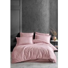 Wovna Çizgili Tek Kişilik Saten Nev Takımı Pudra