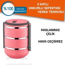 Wovna Sefer Tası Yemek Termosu Saklama Kabı Termosu 3lü - Pembe