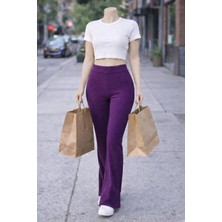 Belpa Kadın Ispanyol Paça Fitilli Yüksek Bel Toparlayıcı Tayt Curve Büyük Beden