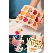 Özbience Kalp Şeklinde Silikon Buz Kalıbı, 18'li, Yapışmaz, Pratik Kullanım