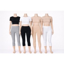 Belpa Diz Altı %100 Pamuklu Penye Tayt, Büyük Beden Tayt, Kapri Tayt 4 Renkli Paket