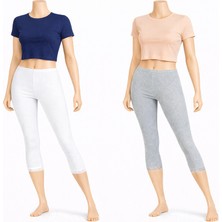 Belpa Diz Altı Dantell Pamuklu Tayt,penye Tayt, Kapri Tayt %100 Pamuklu Büyük Beden Tayt Ikili Paket