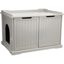 Hepta Collection Trıxıe Mobilya Stili Xl Kedi Kumu Muhafazası, Gizli Kedi Tuvaleti, Yan Sehpa Evcil Hayvan Evi, Gri