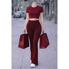 Belpa Kadın Ispanyol Paça Fitilli Yüksek Bel Toparlayıcı Tayt Curve Büyük Beden