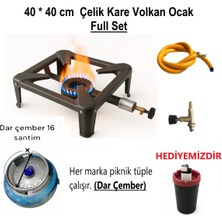 Özbience Orgaz Kare Volkan Ocak 40X40 cm VL-401 Dar Çember Piknik Tüple Çalışır