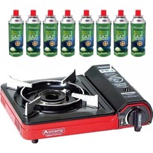 Özbience Portatif Kamp Ocağı Seti, Gaz Stop Emniyetli, 8 Adet 227 Kartuş, Kırmızı
