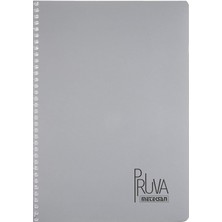 Hepta Collection Pruva A4 Pet Spiralli Karton Kapaklı Defter 144 Yaprak - Kareli - Gri