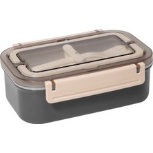 Özbience 800ML Bölmeli Gri Paslanmaz Çelik Lunch Box, Sağlıklı ve Şık Sefer Tası