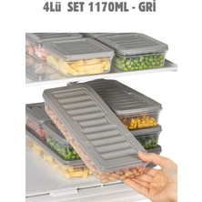 Özbience Çok Amaçlı Buzdolabı ve Buzluk Saklama Kabı 4'lü Set, 1170ML