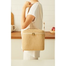 Özbience Orta Boy Jüt Buzluk Çantası, Termal Seyahat ve Piknik Için Uygun