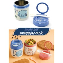 Özbience Fil Desenli 500 ml Termal Saklama Kabı, Çocuklar Için Güvenli ve Pratik