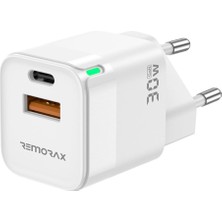Delixa Remorax Qbic Pd 30WATT Gan Hızlı Şarj Aleti, A + C Girişli, Beyaz