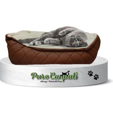 Hepta Collection Premium Kedi ve Küçük Irk Köpek Yatağı (50 cm x 40CM) (Baklava Desen Dikişli Kahverengi)
