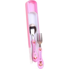 Hepta Collection Çocuk Çatal Kaşık Seti – Taşıma Kutulu, Paslanmaz Çelik, Pembe