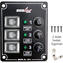 Goldsea Marine Sealux Tekne Switch Panel 3 Anahtarlı Dikey 12-24v Sigorta Paneli 80x100mm
