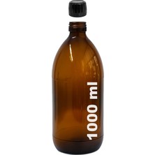 Hepta Collection 1000 ml Amber Ecza Siyah Kapaklı Boş Cam Şişe Ecza Şişesi (1)