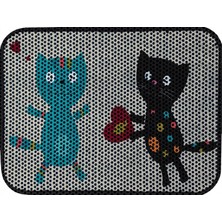Hepta Collection Elekli Tuvalet Önü Kedi Kumu Paspası Renkli Desenli Elekli Kedi Tuvalet Önü Toparlayıcı Paspas 60X45