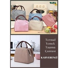 Özbience Çizgili Kahverengi Alüminyum Folyo Kaplı Yemek Çantası