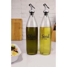 Hepta Collection Lombardino Vetro 2'li Zeytinyağı ve Sıvıyağ Şişesi Yağdanlık 1000 ml SH-003