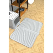 Hepta Collection Silikon Mama ve Matı Havuzlu Yıkanabilir Kedi Tuvaleti Önü Kedi Kumu Paspası Büyük Boy 40X60, Gri