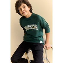 DeFacto Oversize Geniş Kalıp Bisiklet Yaka Baskılı Uzun Kollu Tişört Erkek Çocuk G6168A826SP