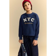 DeFacto Oversize Geniş Kalıp Bisiklet Yaka Baskılı Uzun Kollu Tişört Erkek Çocuk G6171A826SP